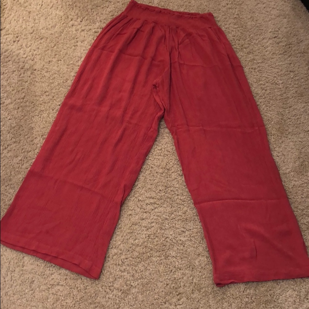 Red loose fitting pants